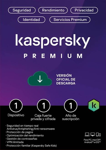 [ESD-KASP/PRE51A] Kaspersky Premium 5 Dispositivos 1 Año 